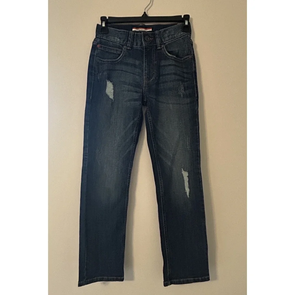 Tommy Hilfiger‎ Jeans Boys Size 8 Adjustable Pants Denim Distressed Logo NWOT
